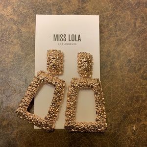 Miss Lola Gold Thick Dangly Earrings